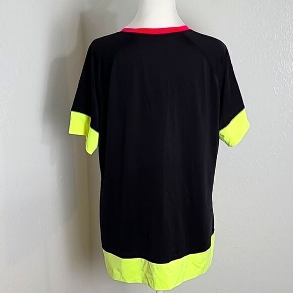 Avia Short Sleeve Colorblock Athletic Shirt, Black/Neon, Size XL (16-18) - Picture 7 of 11